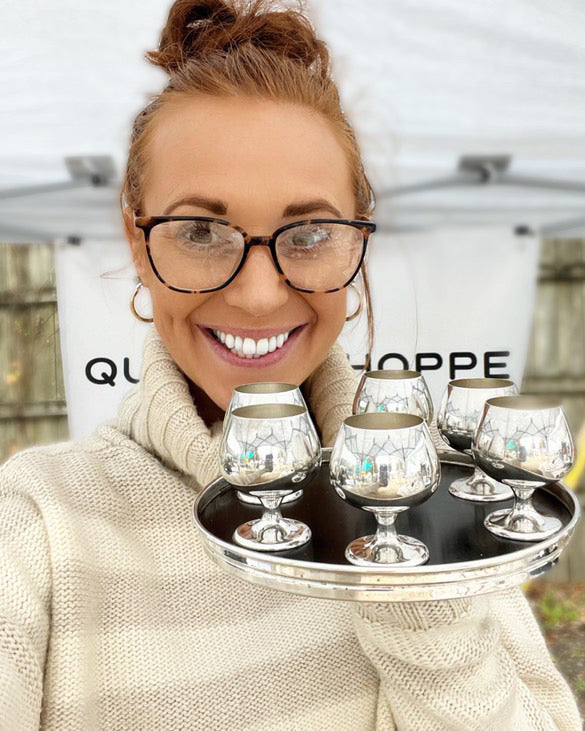 Vintage Sterling Silver Sherry Cup Set with Tray