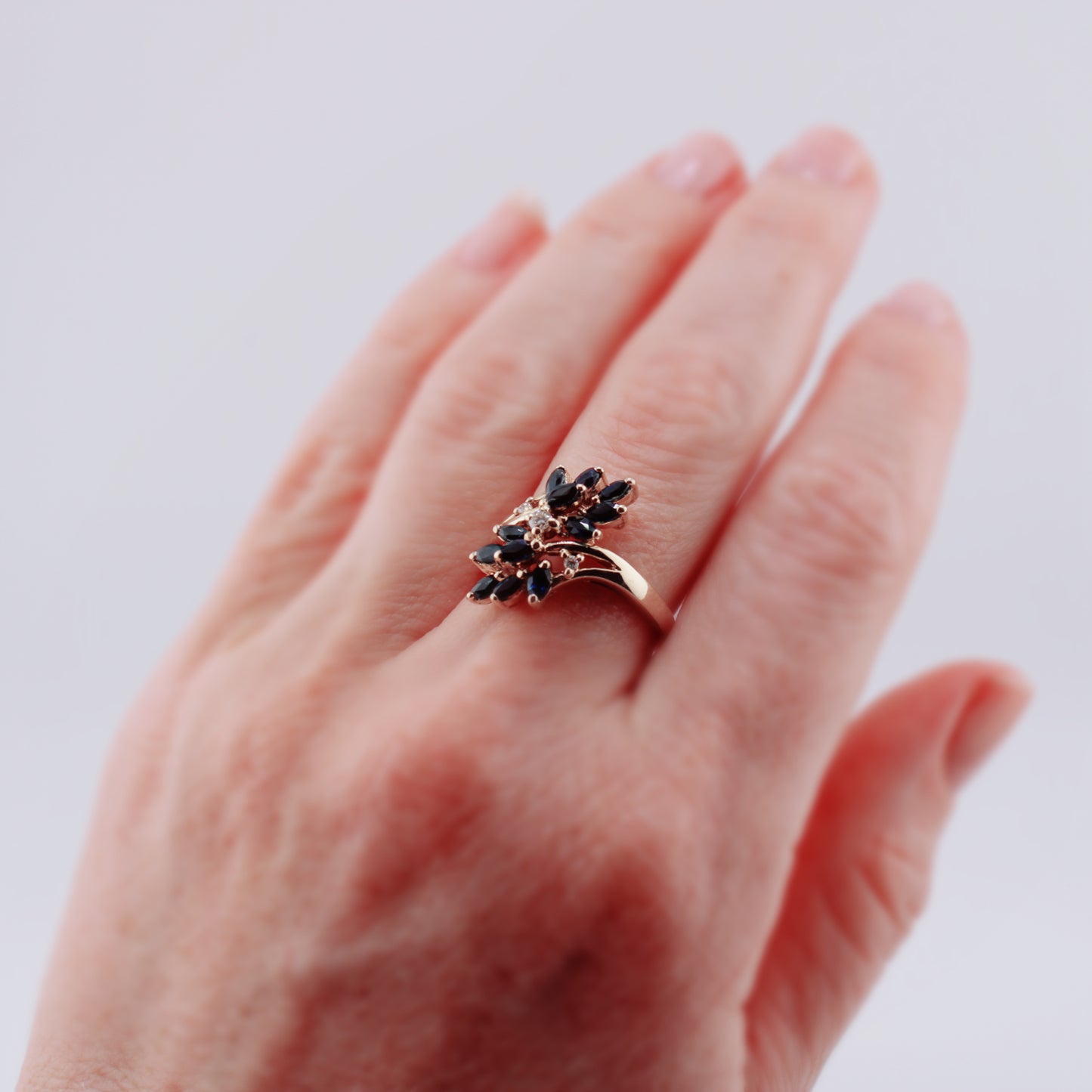 Olive Sapphire and Diamond Ring