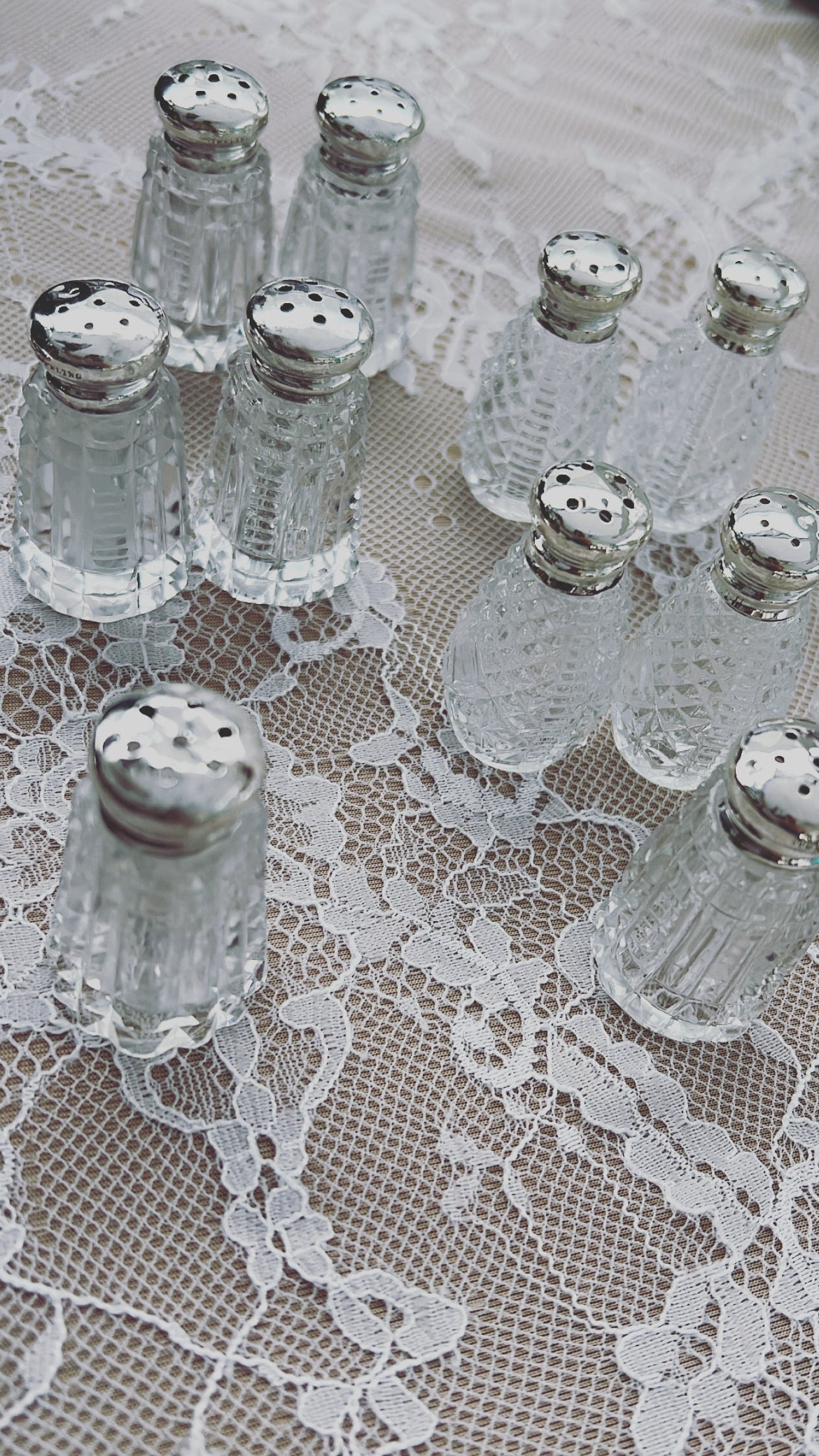 Vintage Sterling Silver and Glass Salt and Pepper Shakers - Charm