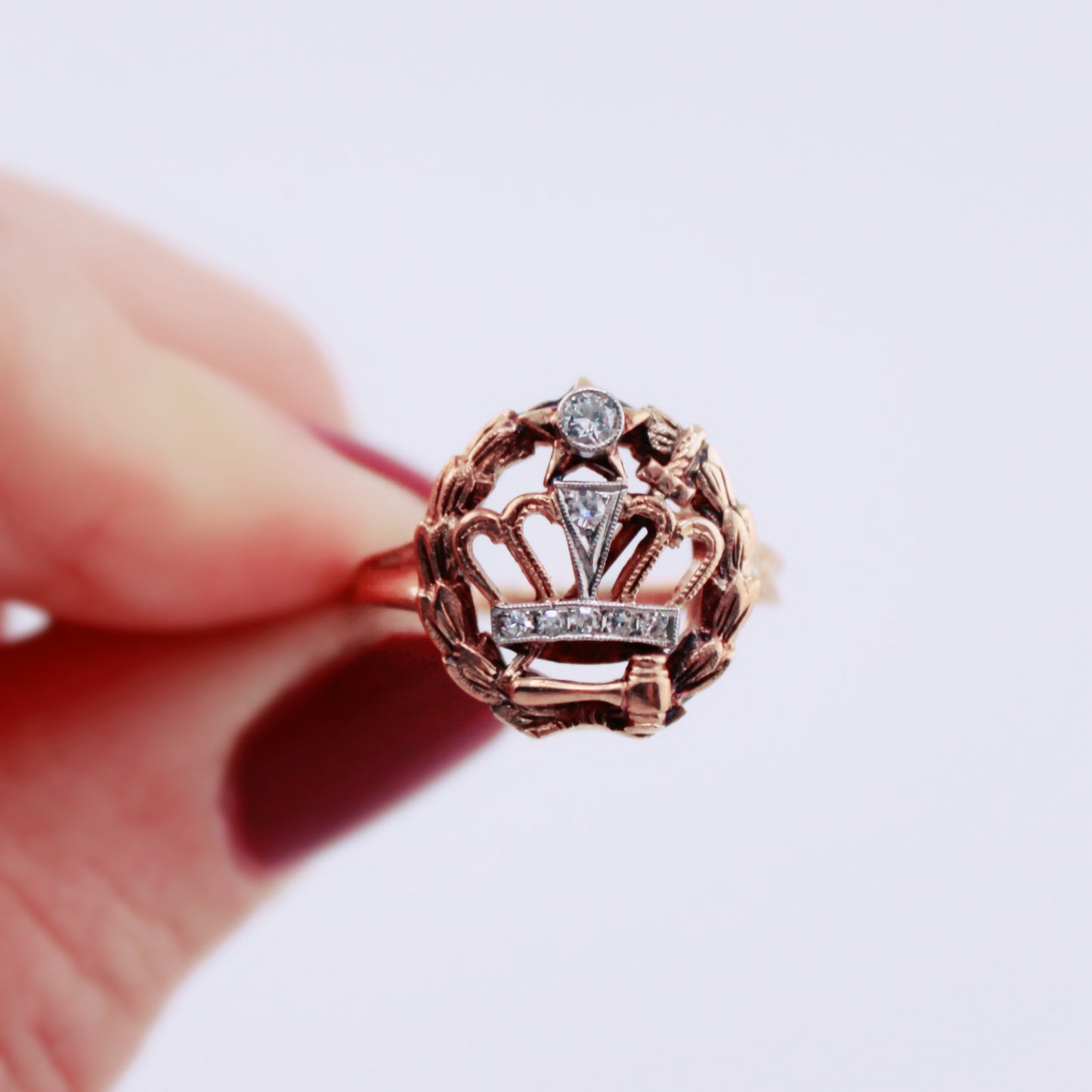 Vintage Crown Diamond Ring