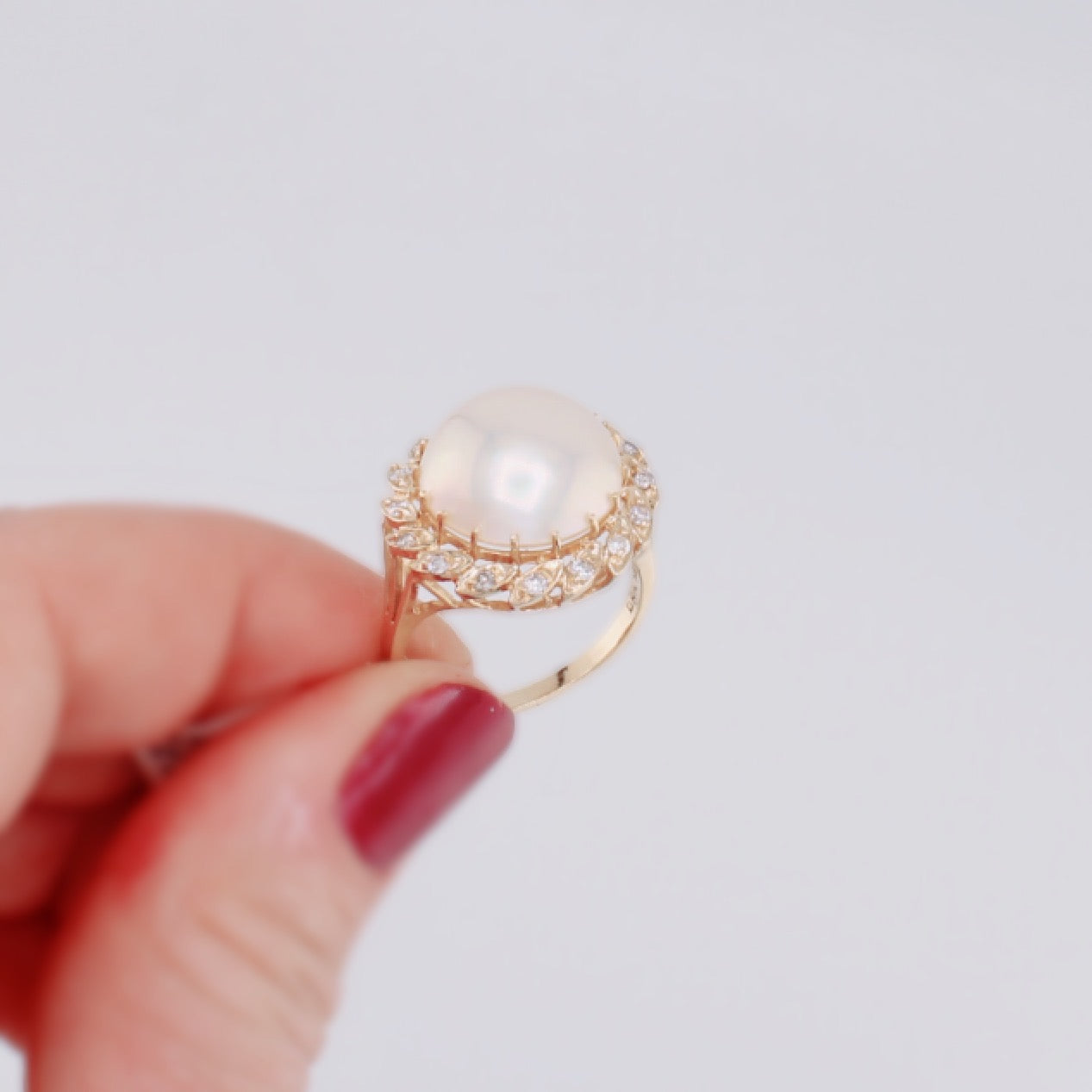 Willow Pearl and Diamond Ring
