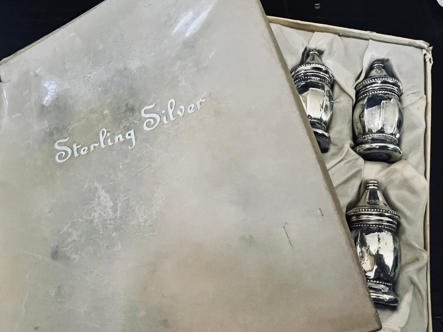 Vintage Sterling Silver Salt and Pepper Shakers - Elegant Set of Three