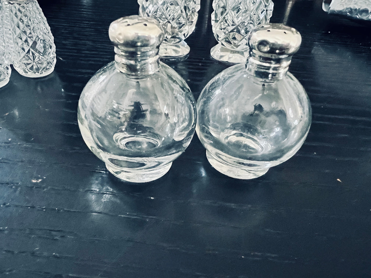 Vintage Sterling Silver and Glass Salt and Pepper Shakers - Charm