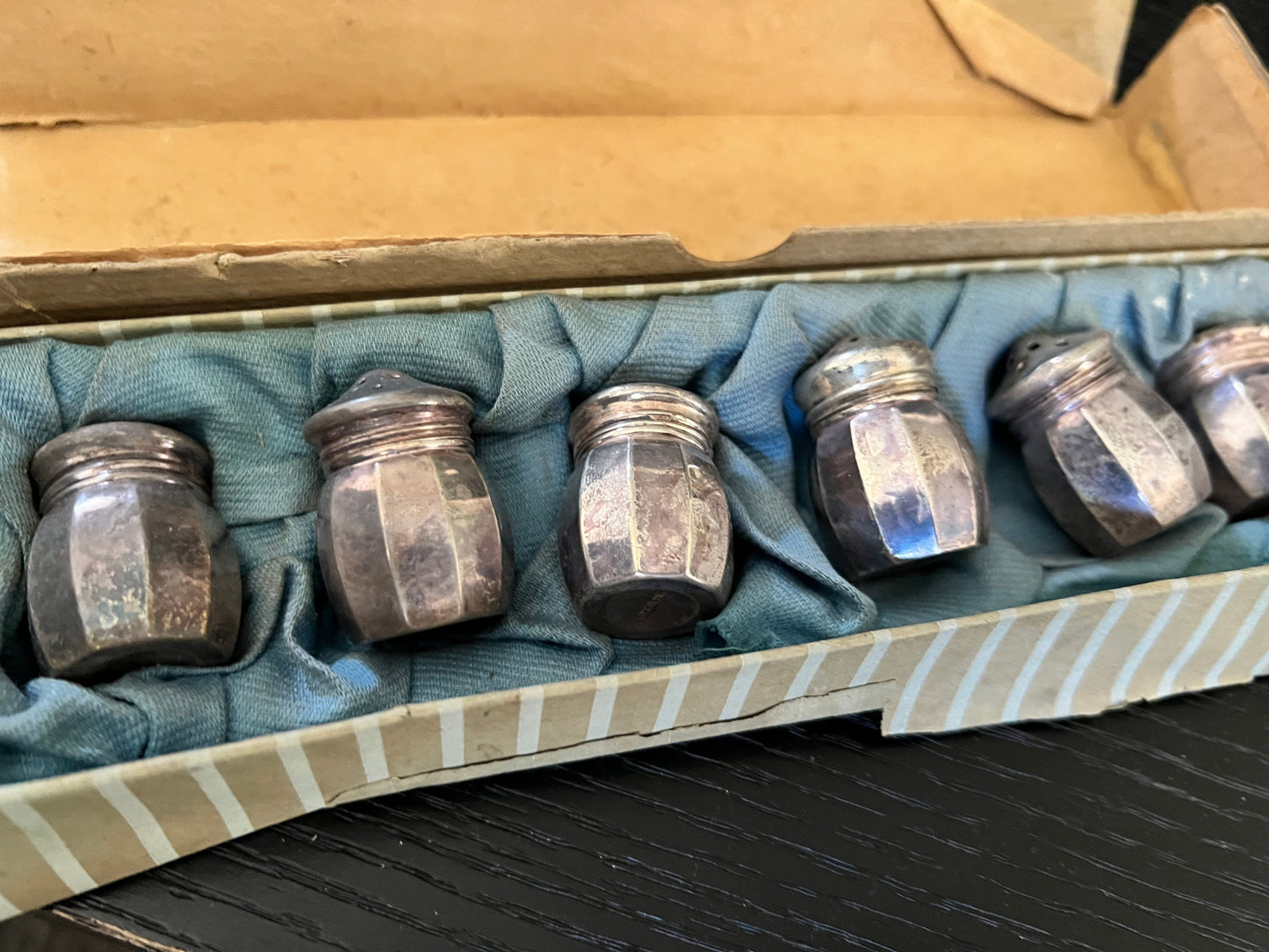 Vintage Sterling Silver Salt and Pepper Shakers - Rustic Set of Three
