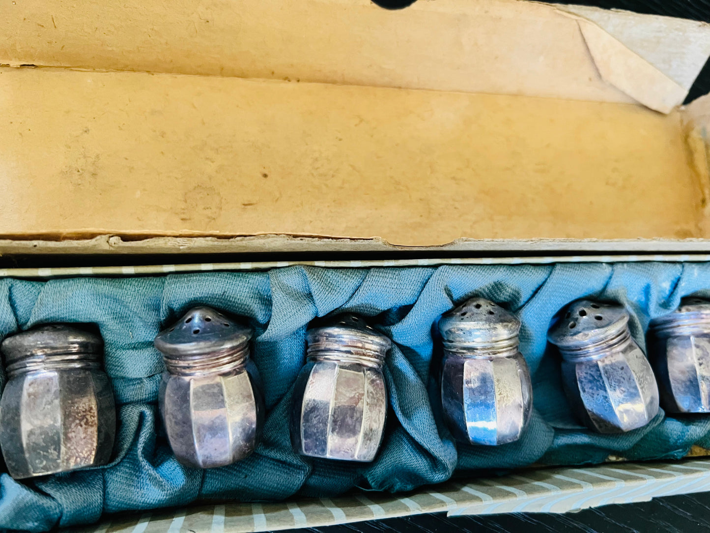 Vintage Sterling Silver Salt and Pepper Shakers - Rustic Set of Three