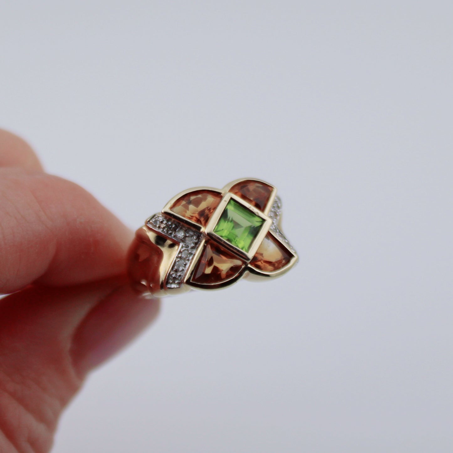 Gail Peridot and Citrine Ring