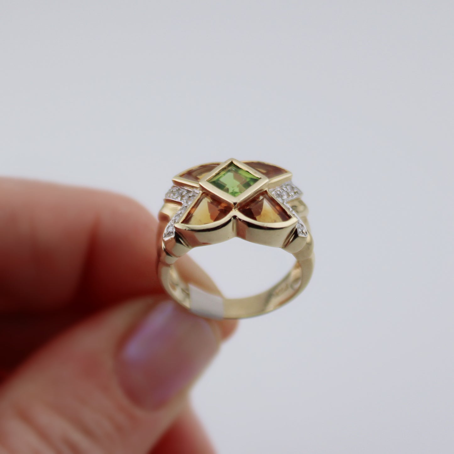 Gail Peridot and Citrine Ring