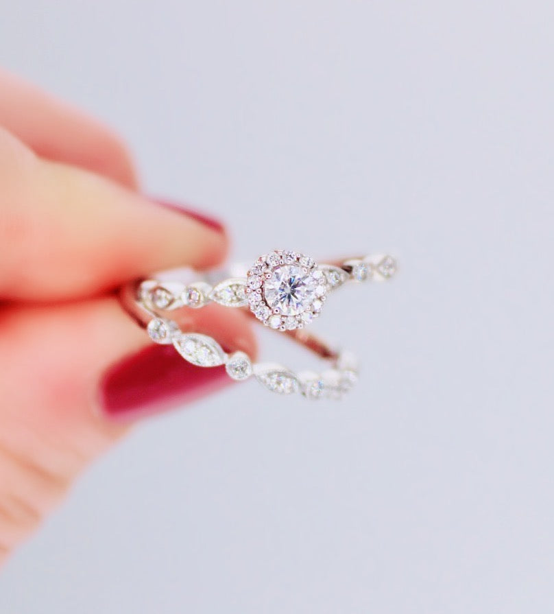 Hailey Diamond Engagement and Wedding Set