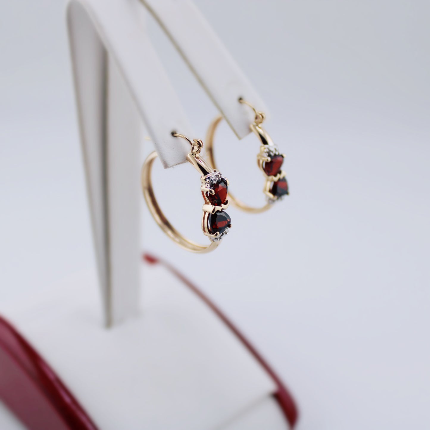 Garnet and Diamond Hoops